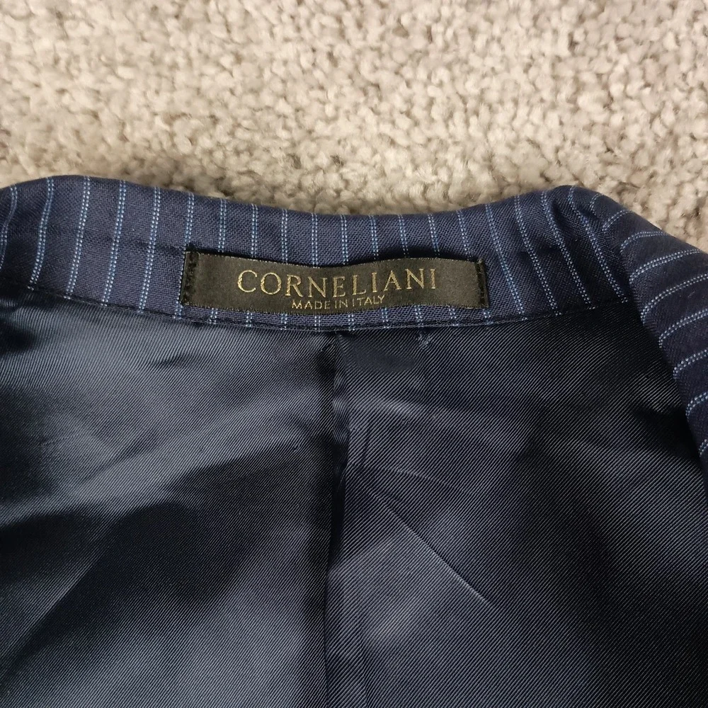 CORNELIANI Mantua Suit Super 130's 42R 36W Virgin Wool Navy Blue Pinstripe - Picture 7 of 16